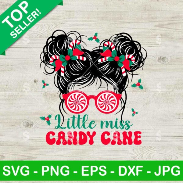 Little Miss Candy Cane Messy Bun SVG