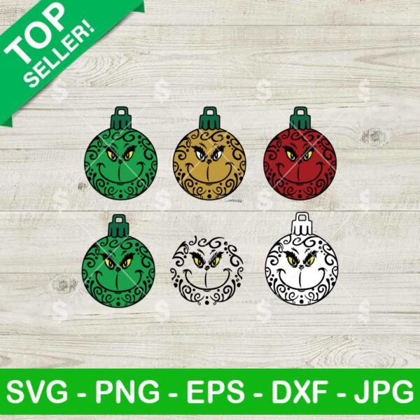 Mandala Grinch Face Ornament SVG Bundle