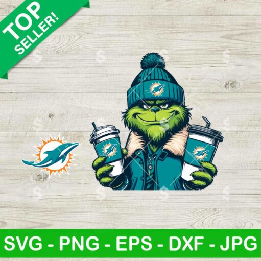 Grinch Miami Dolphins Jacket And Coffee SVG