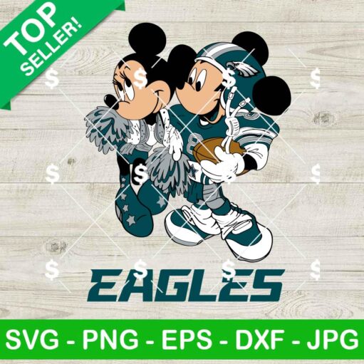 Mickey And Minnie Mouse Philadelphia Eagles Football SVG