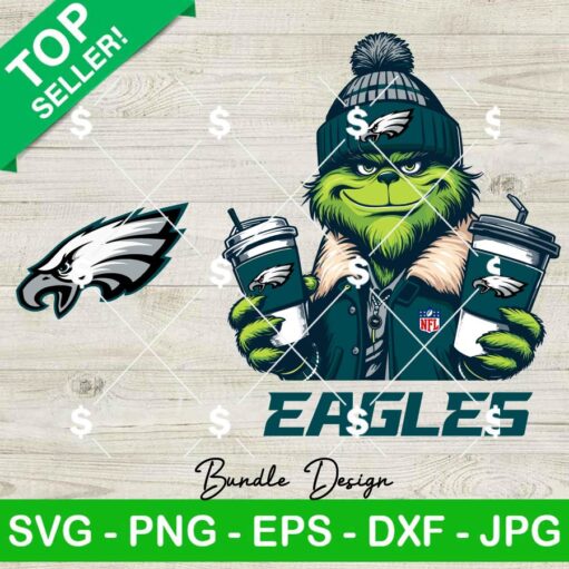 Philadelphia Eagles Grinch Jacket And Coffee SVG