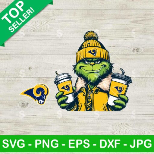 Los Angeles Rams Grinch Jacket and Coffee SVG