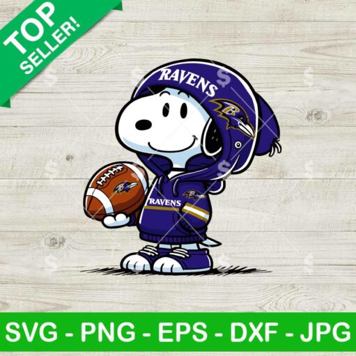 Snoopy Wears Baltimore Ravens Hoodie SVG