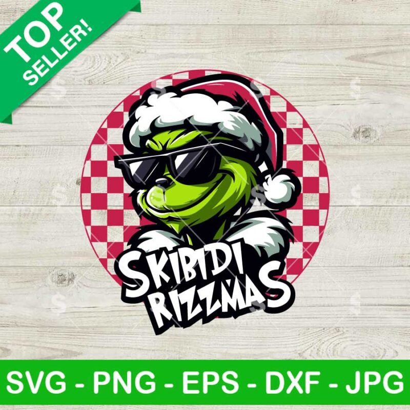 Skibidi Rizzmas Christmas Grinch SVG, Funny Christmas Rizzmas Santa SVG, Grinch Santa Rizzmas SVG