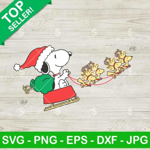 Snoopy Santa Sleigh SVG