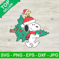 Snoopy Stealing Christmas Tree SVG, Snoopy And Woodstock SVG Xmas SVG, Cute Snoopy Woodstock Xmas Tree SVG