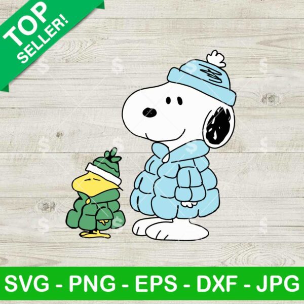 Snoopy and Woodstock In Puffer Coats SVG