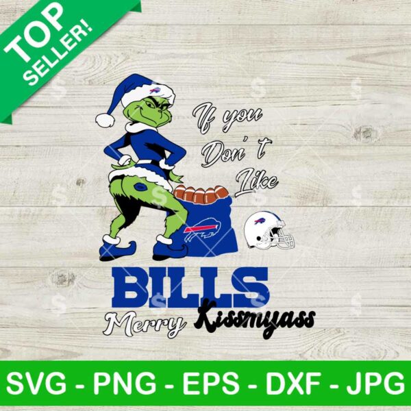 Grinch Buffalo Bills Merry Kissmyass SVG, Grinch Santa Football SVG, Merry Kissmyass Grinch SVG