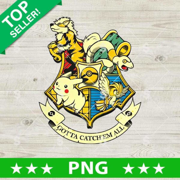 Pokemon Hogwarts Logo PNG, Harry Potter Pokemon PNG, Pikachu Pokemon Harry Potter Sublimation PNG