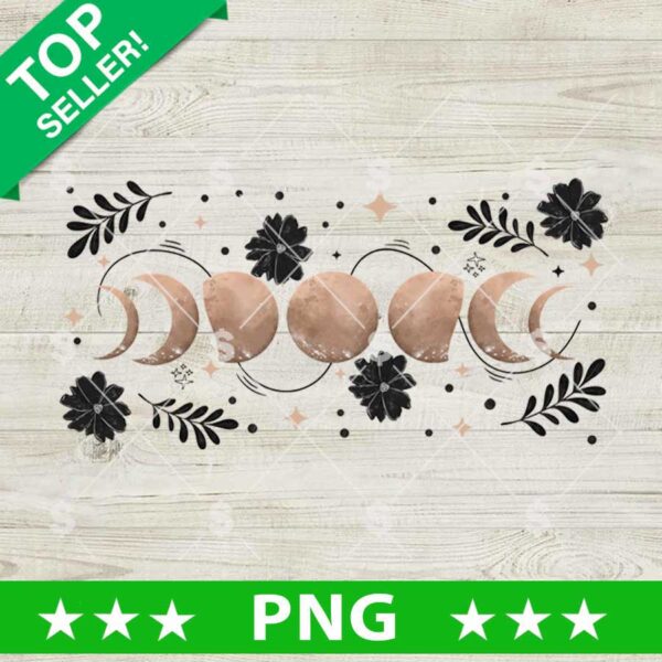 Moon Phase Brown Tumbler 16 oz PNG, Moon Phase PNG, Moon Phase Sublimation PNG