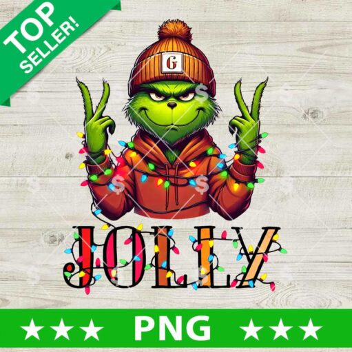 Jolly Grinch Christmas Lights PNG