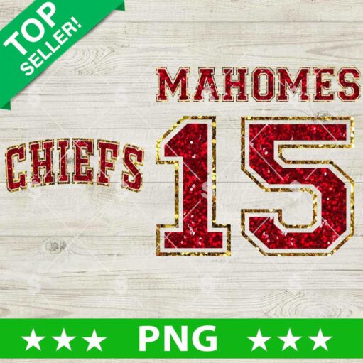 KC Chiefs Mahomes 15 Glitter PNG