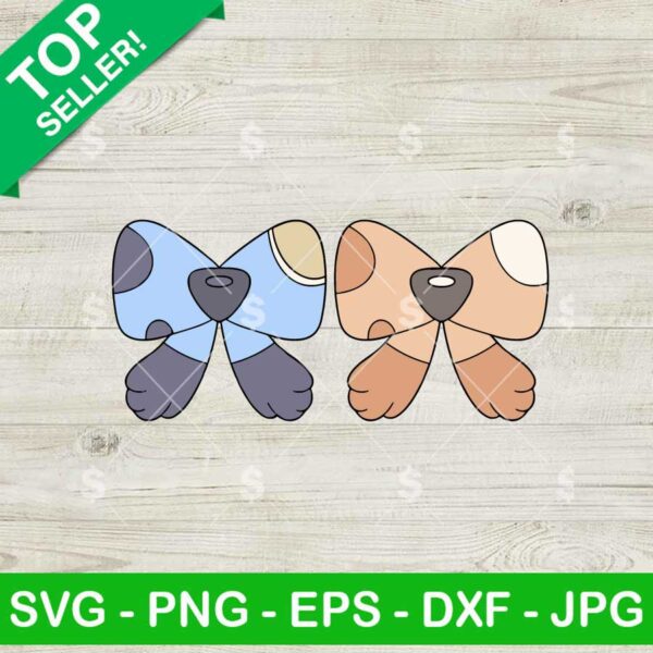 Bluey Puppy Bows SVG, Bluey Bingo Coquette Bows SVG, Bluey Cartoon Dog SVG