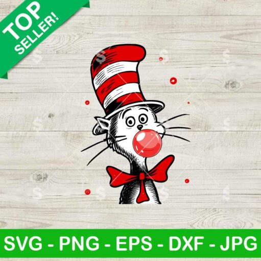 Cat In The Hat Blowing Bubbles SVG