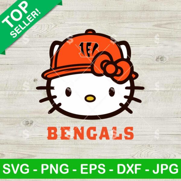 Hello Kitty Face Cincinnati Bengals NFL SVG, Cincinnati Bengals NFL SVG, Hello Kitty NFL Fan SVG
