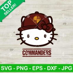 Hello Kitty Face Washington Commanders NFL SVG, Washington Commanders NFL SVG, Hello Kitty NFL Fan SVG