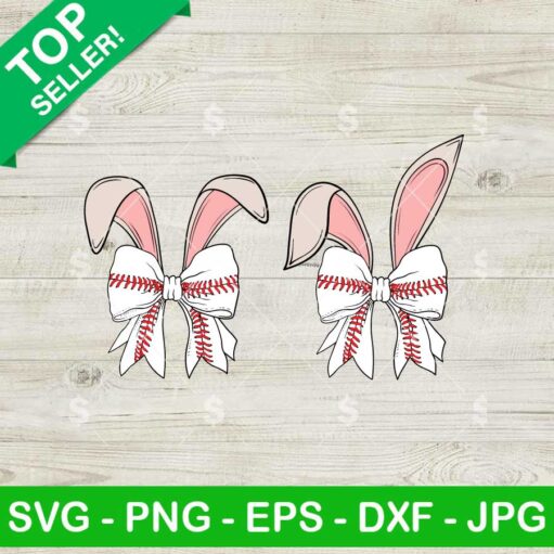 Coquette Bunny Ears Baseball Bow SVG