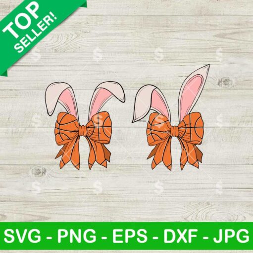 Coquette Bunny Ears Basketball Bow SVG