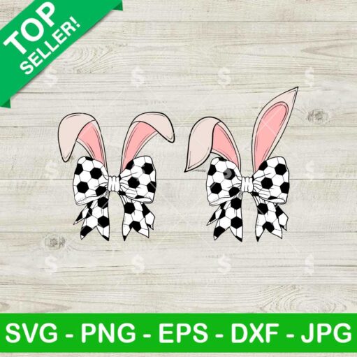 Coquette Bunny Ears Soccer Easter Bow SVG