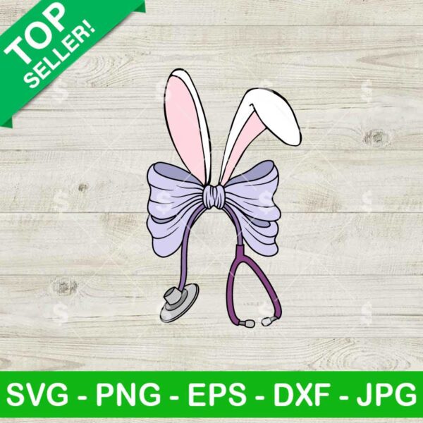 Coquette Bunny Ears Stethoscope Bow SVG