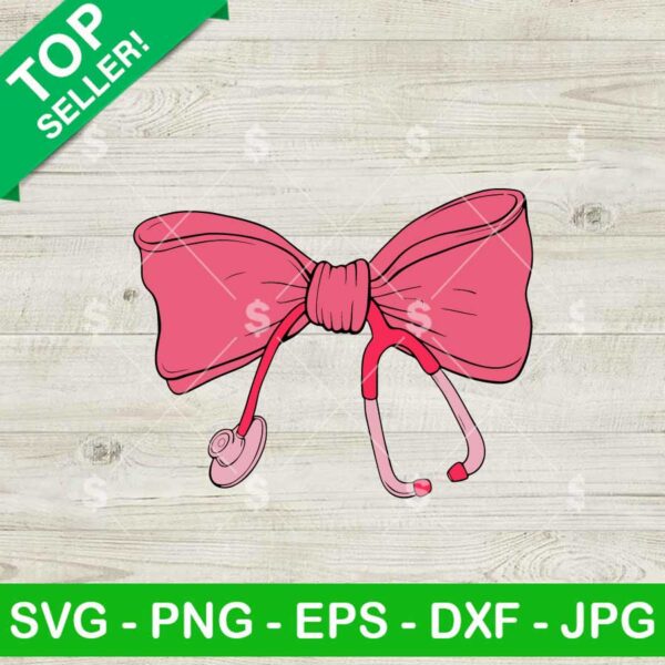 Coquette Stethoscope Bow SVG, Nurse Stethoscope Bow SVG, Nurse Bow SVG