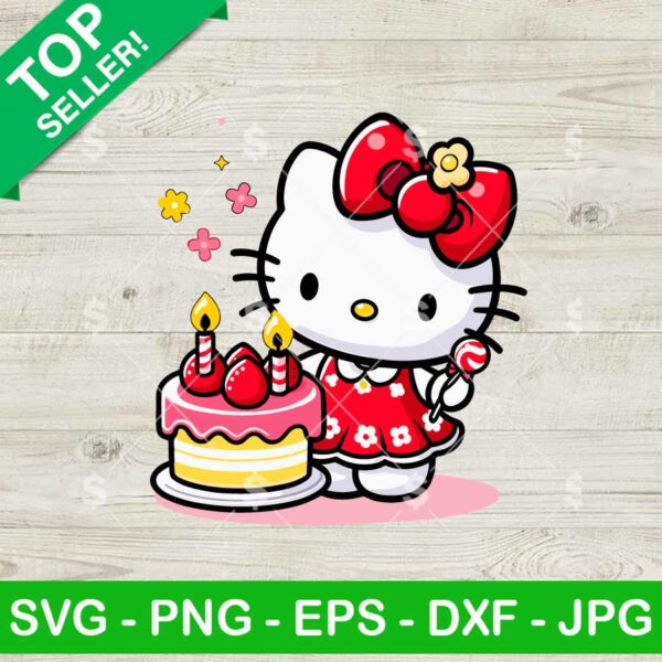 Cute Hello Kitty Birthday SVG, Kitty Birthday Girl SVG, Hello Kitty Birthday Party SVG