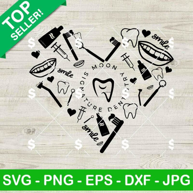 Dentist Heart Logo SVG, Dental SVG, Dental Week SVG