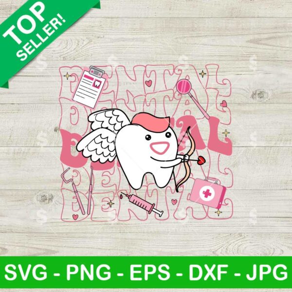 Groovy Dental Valentine SVG, Sweet Valentines Dentist Cupid SVG, Dental Tooth SVG