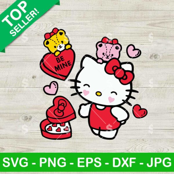 Hello Kitty Be Mine Candy SVG, Hello Kitty Candy Heart SVG, Kitty Valentine SVG