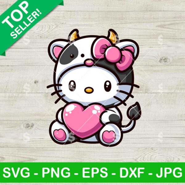 Hello Kitty Cow SVG, Kitty Cow With Heart SVG, Funny Sanrio Kitty Cat SVG