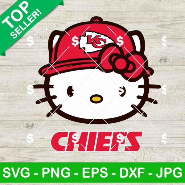 Hello Kitty Face Kansas City Chiefs SVG, Kansas City Chiefs NFL SVG, Hello Kitty NFL Fan SVG