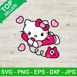 Hello Kitty Love Phone SVG, Valentine Love Phone SVG, Kawaii Kitty Valentine SVG