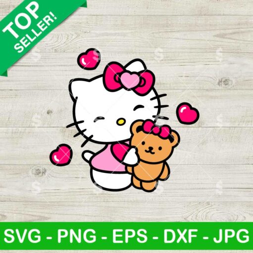 Hello Kitty Valentine Teddy Bear SVG