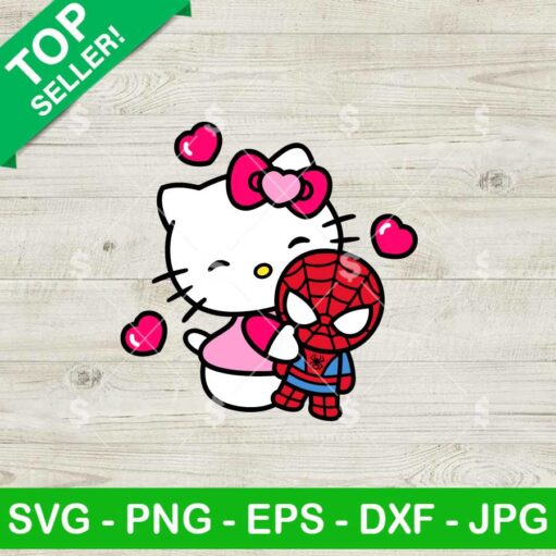 Hello Kitty With Spiderman SVG