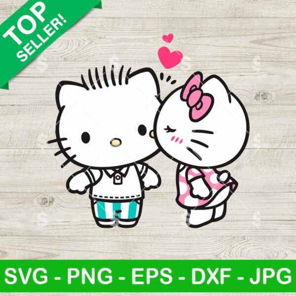 Hello Kitty And Dear Daniel Love SVG, Hello Kitty Kissing Dear Daniel SVG, Kitty Valentine SVG
