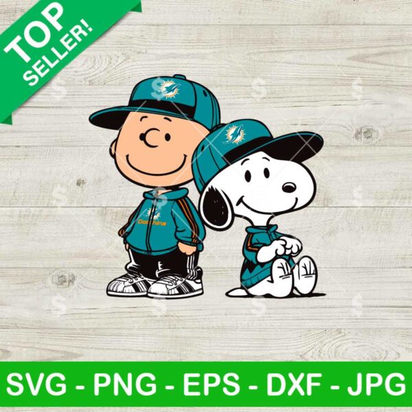 Charlie Brown Snoopy Miami Dolphins NFL SVG