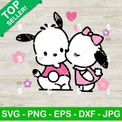 Pochacco And Pochamii Kissing SVG, Sanrio Valentine SVG, Pochacco And Pochamii Valentine SVG