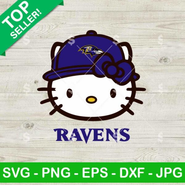 Hello Kitty Face Baltimore Ravens NFL SVG