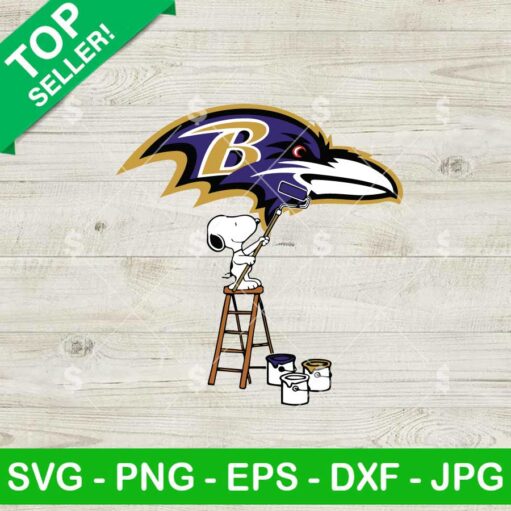 Snoopy Paints The Baltimore Ravens Logo SVG