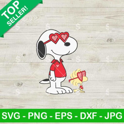 Snoopy Woodstock Valentine Sunglasses SVG