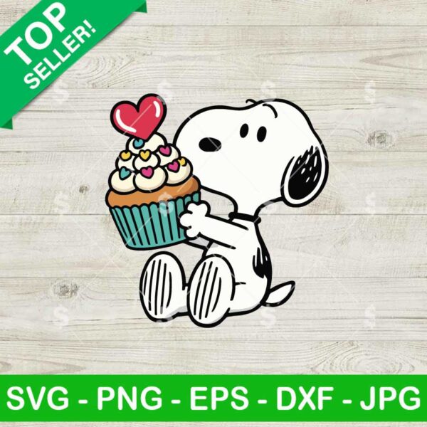 Snoopy Heart Cupcake SVG