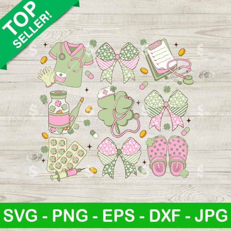 St Patricks Day Nurse Coquette Bow SVG, St. Patricks Day Nurse Coquette SVG, Nurse Life SVG
