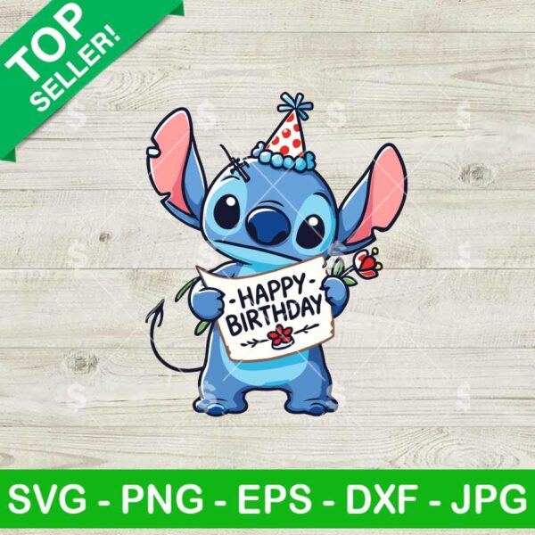 Happy Birthday Stitch SVG, Cute Disney Birthday Cake SVG, Lilo Stitch SVG