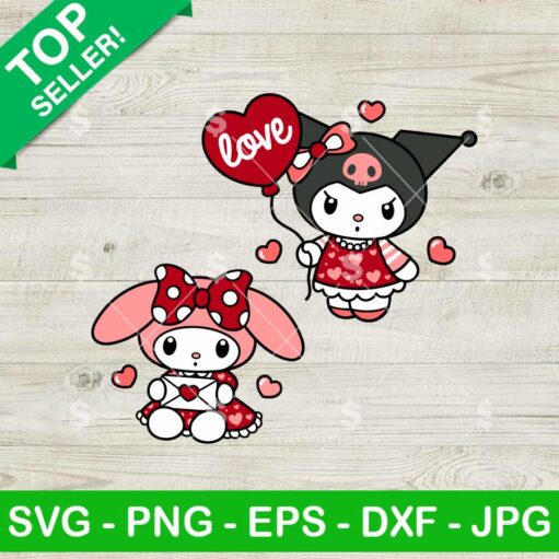 Valentine My Melody And Kuromi SVG