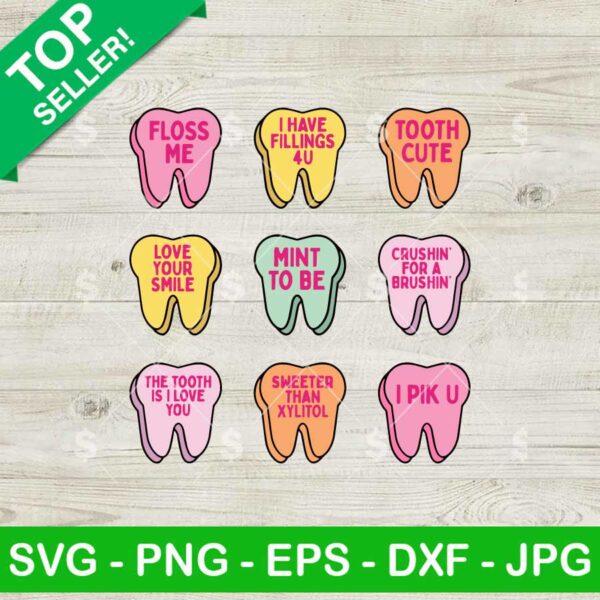 Valentine's Day Dental Tooth Candy SVG, Dentist Dental Hygienist Tooth SVG, Funny Valentines SVG
