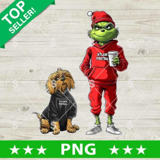 Atlanta Football Grinch and Dog PNG, Atlanta Football Grinch NFL PNG, Grinch Football PNG