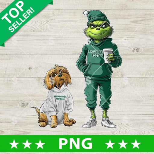 Philadelphia Eagles Football Grinch and Dog PNG