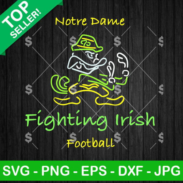 Notre Dame Fighting Irish Football Neon Logo PNG