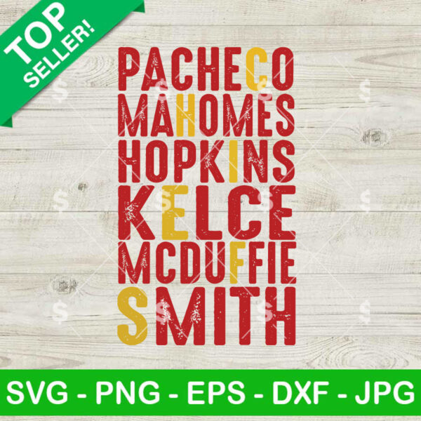 KC Chiefs Players Name SVG PNG, Mahomes Pacheco SVG, Kansas City Chiefs Super Bowl SVG