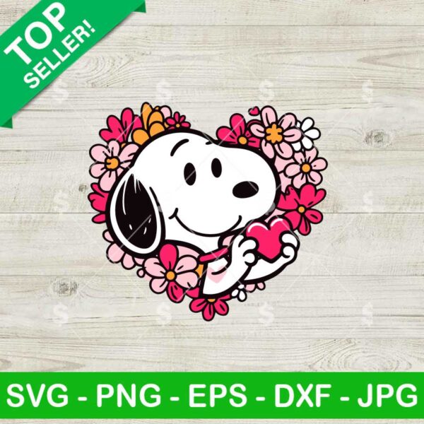 Snoopy Floral Heart SVG